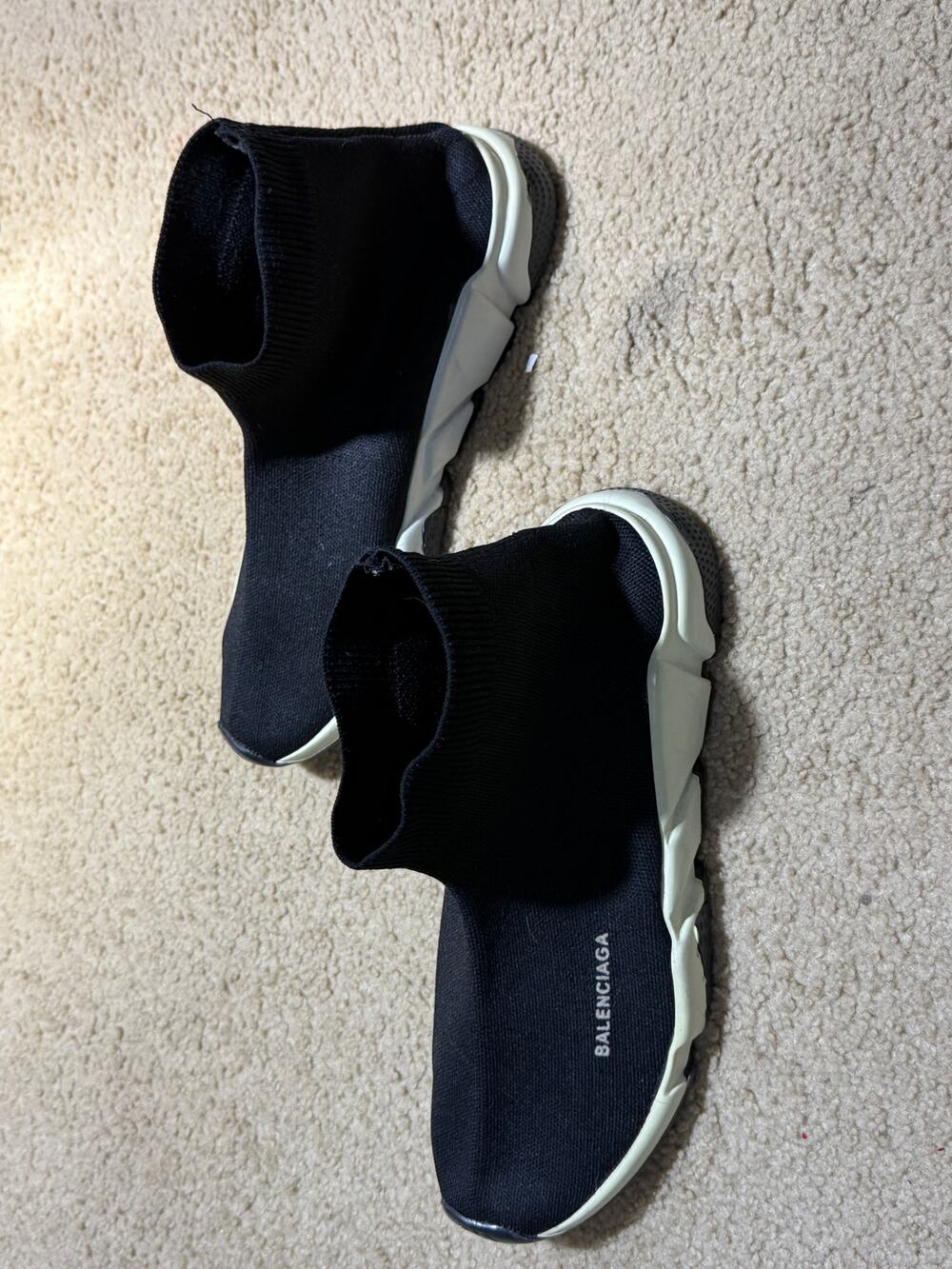 Authentic Balenciaga Speed Trainer Sock Sneakers (Black / White)